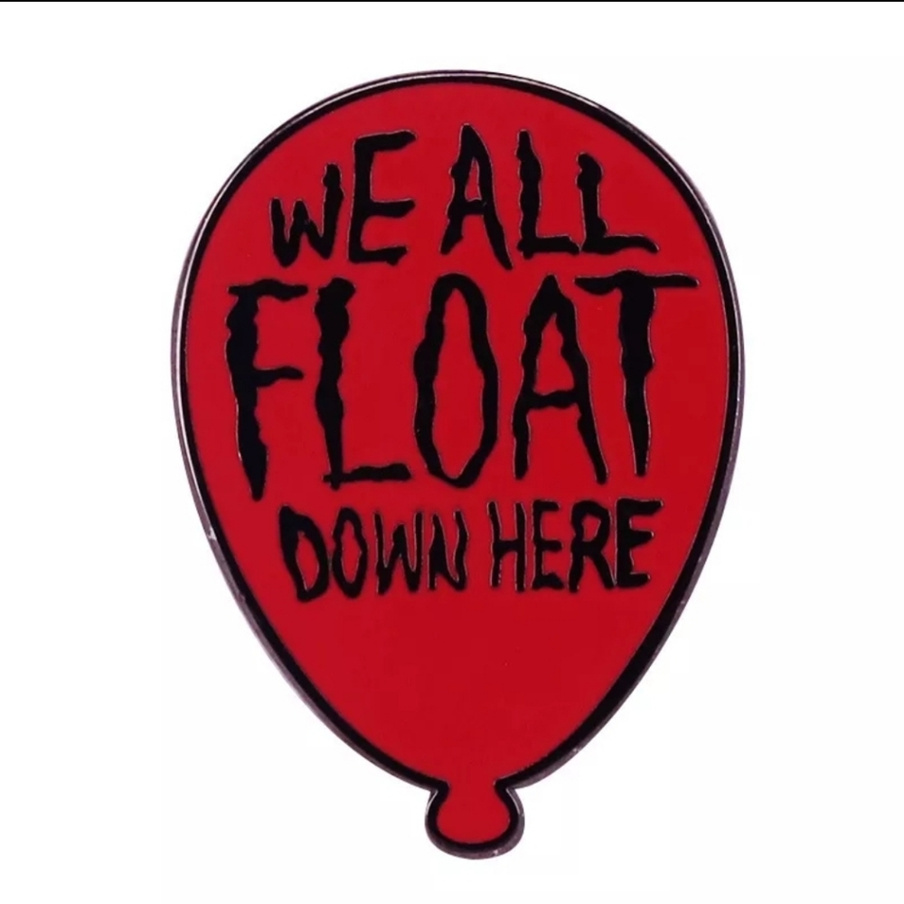 Stephen King's It Pennywise Red Balloon We All Float Down Here Enamel Pin Horror